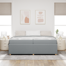 vidaXL Ágykeret matracmal Világosszürke 200 x 200 cm szövet