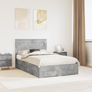 vidaXL Ágykeret fejtámlával fiókkal Beton Szürke 120 x 200 cm Faanyag