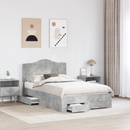 vidaXL Ágykeret fejtámlával fiókkal Beton Szürke 135 x 190 cm Faanyag