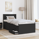 vidaXL Nappaliágy fiókkal fejtámlával Fekete 75 x 190 cm Faanyag