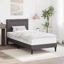 vidaXL Ágykeret LED szalagokkal fejtámlával Szürke 100 x 200 cm Műbőr