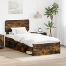 vidaXL Ágykeret fejtámlával Füstölt tölgy 90 x 200 cm Tömör fenyőfa