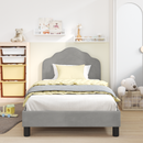 vidaXL Gyerekágy kerettel Világosszürke 90 x 190 cm Bársony
