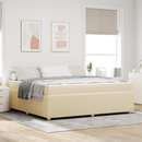 vidaXL Ágykeret matracmal Krém 200 x 200 cm szövet