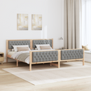 vidaXL Ágykeret fejtámlával Világosszürke 200 x 200 cm Tömör fenyőfa