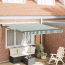 vidaXL Napernyő Zöld és Fehér 300 x 250 x 165 cm Poliészter és fém