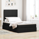vidaXL Ágy tárolóval és matraccal tárolóval Fekete 120 x 200 cm szövet