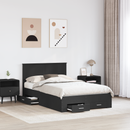 vidaXL Ágykeret fejtámlával fiókkal Fekete 135 x 190 cm Faanyag
