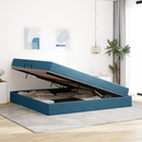 vidaXL Ágy tárolóval és matraccal Sötét kék 200 x 200 cm Bársony