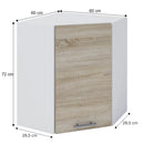 Felső sarokszekrény, tölgy sonoma/fehér, jobbos, FABIANA W - 60N