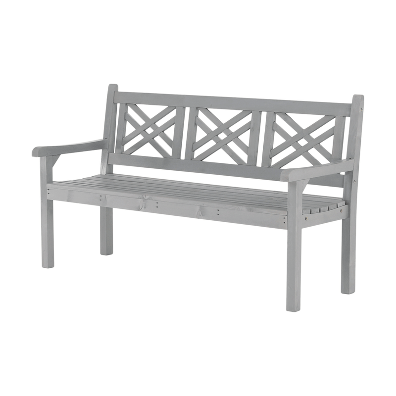 Fából készült kerti pad, szürke, 150 cm, FABLA