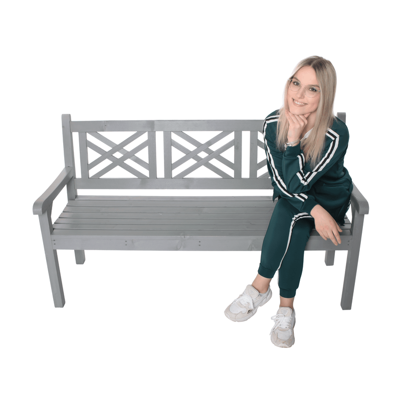 Fából készült kerti pad, szürke, 150 cm, FABLA