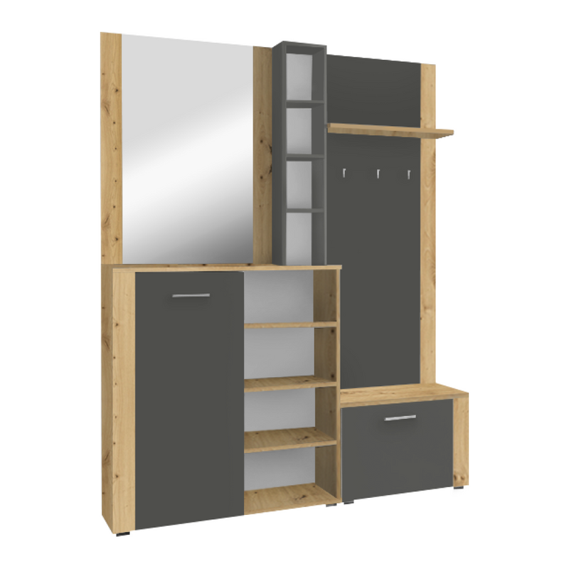 Előszobai készlet, artisan tölgy/grafit, FANDU