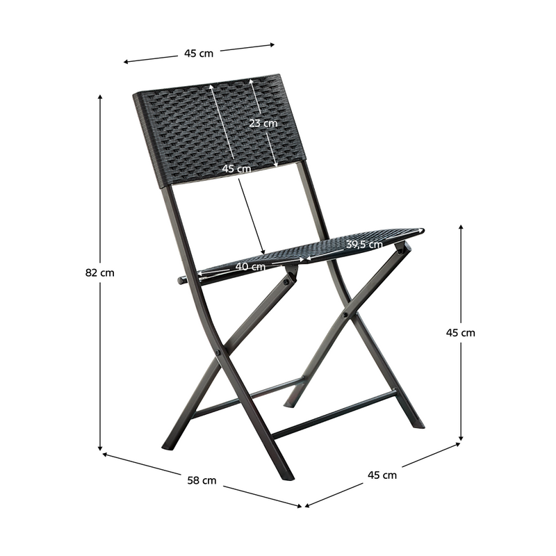 Kerti rattan szett 1+2, fekete, FARUK