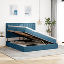 vidaXL Ágy tárolóval és matraccal Sötét kék 160 x 200 cm Bársony