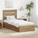 vidaXL Ágykeret fiókkal fejtámlával Artisan tölgy 90 x 200 cm Faanyag