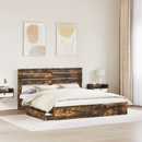 vidaXL Tárolós Ágy fejtámlával Füstölt tölgy 180 x 200 cm Faanyag