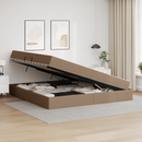 vidaXL Ágy tárolóval és matraccal matracmal 2 pcs Cappuccino Bőr