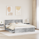 vidaXL Ágykeret fiókkal tárolóval Beton Szürke 180 x 200 cm Mérnöki Fa