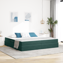 vidaXL Ágy tárolóval és matraccal Sötétzöld 200 x 200 cm Bársony