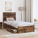 vidaXL Ágykeret fejtámlával fiókkal Füstölt tölgy 90 x 190 cm Faanyag