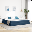 vidaXL Ágy tárolóval és matraccal Kék 200 x 200 cm Poliészter