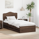 vidaXL Ágykeret fiókkal fejtámlával Barna Tölgy 75 x 190 cm Mérnöki Fa