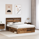 vidaXL Ágykeret fejtámlával Öreg fa 140 x 190 cm Tömör fenyőfa