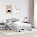 vidaXL Ágykeret fejtámlával fiókkal Beton Szürke 120 x 200 cm Faanyag