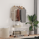 vidaXL Ruhafogó polcokkal kerékkel tárolóval Fehér 80 x 53 x 156 cm