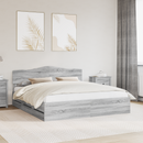 vidaXL Ágykeret fiókkal Szürke Sonoma 200 x 200 cm Mérnöki Fa