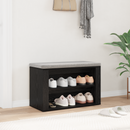 vidaXL Cipőtartó polcokkal Musta tammi 75 x 35 x 45 cm Faanyag