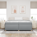 vidaXL Ágykeret matracmal Világosszürke 200 x 200 cm szövet