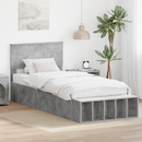 vidaXL Ágykeret polcokkal fejtámlával Beton Szürke 70 x 190 cm Faanyag