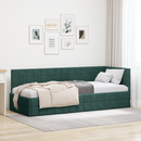vidaXL Sarokágy keret fejtámlával Sötétzöld 80 cm x 200 cm Bársony