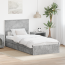 vidaXL Tárolós Ágy fejtámlával Beton Szürke 70 x 190 cm Faanyag