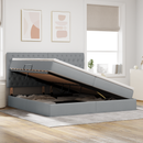 vidaXL Ágy tárolóval és matraccal matracmal Világosszürke 200 x 200 cm
