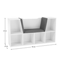 Gyerekkönyvtár ülőhellyel, fehér/szürke, FERIA