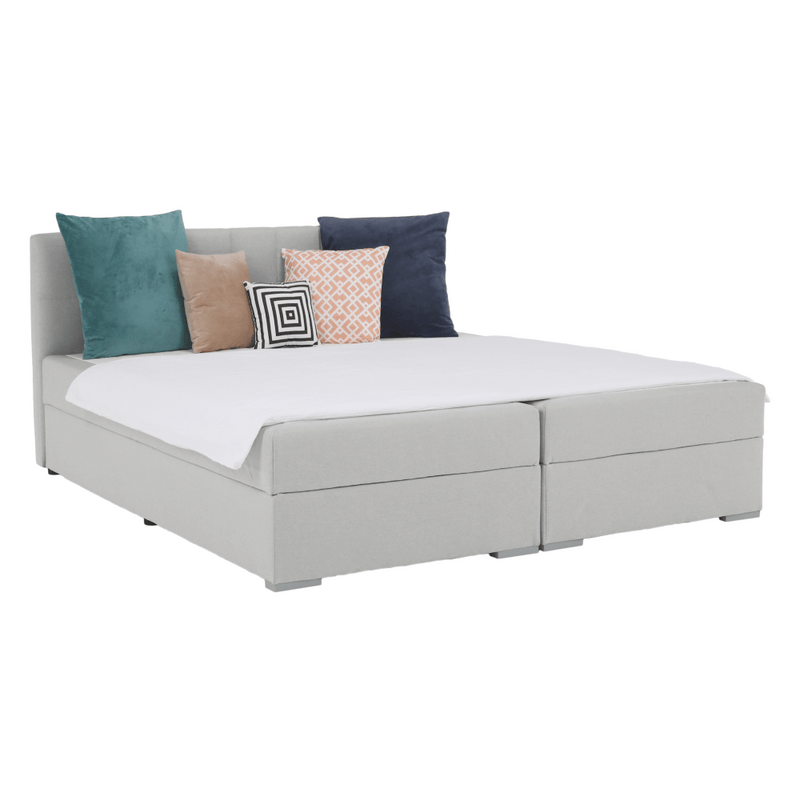 Boxspring típusú ágy 180x200, világosszürke, FERATA KOMFORT