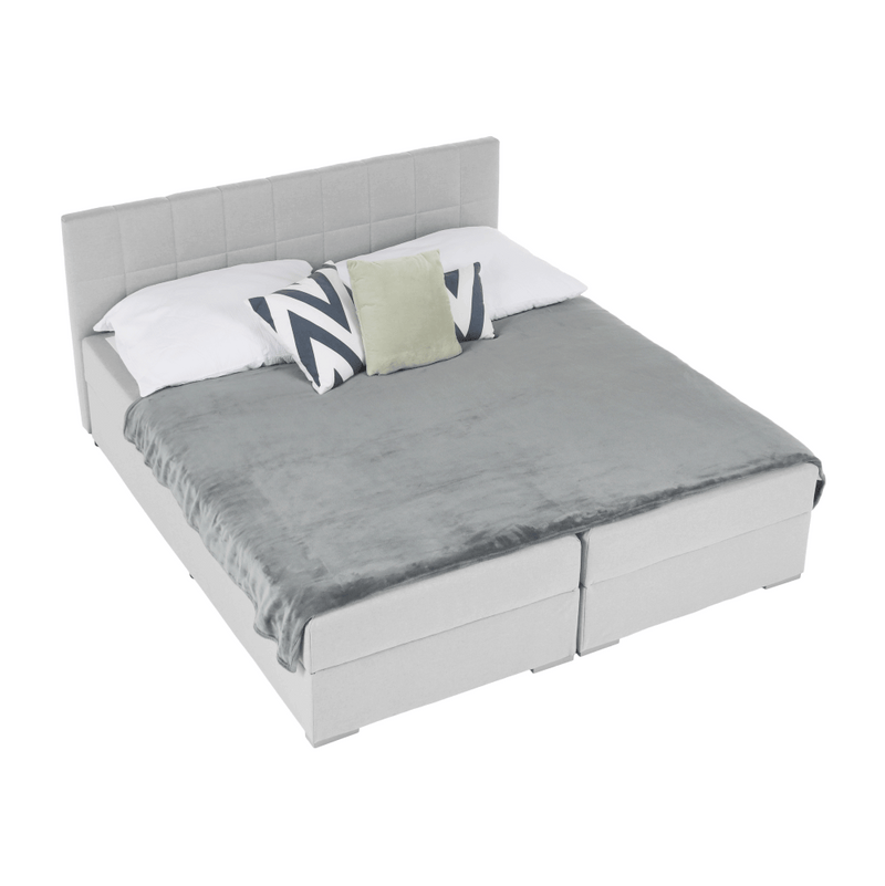 Boxspring típusú ágy 160x200, világosszürke, FERATA KOMFORT