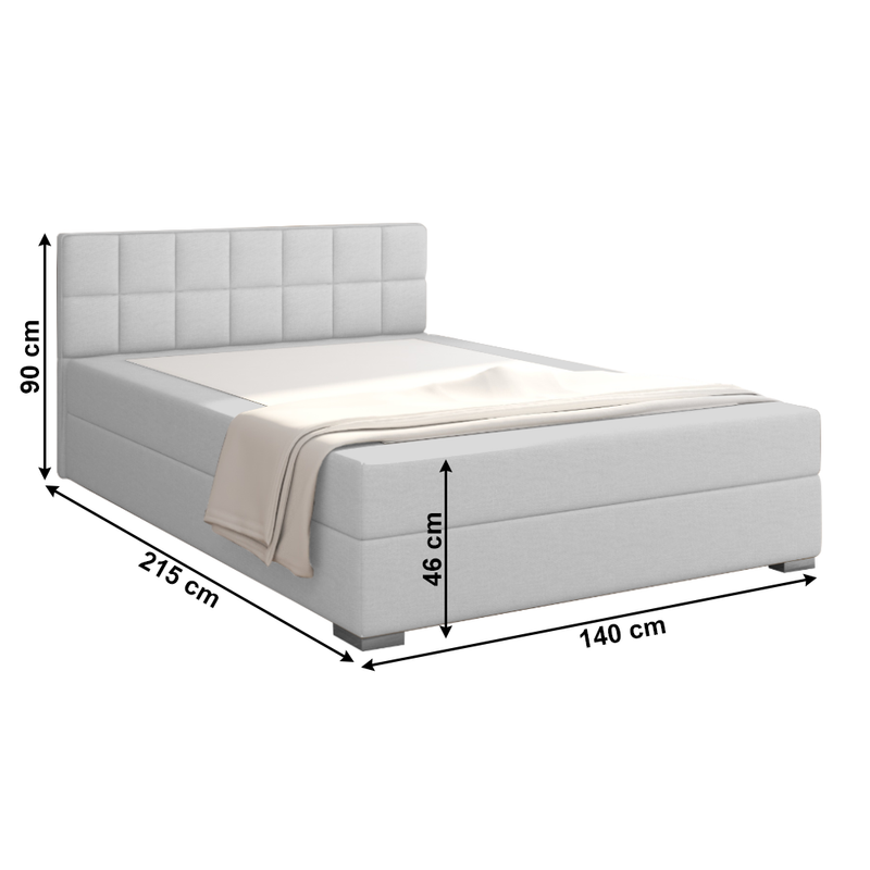 Boxspring típusú ágy 140x200, világosszürke, FERATA KOMFORT