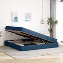 vidaXL Ágy tárolóval és matraccal Kék 200 x 200 cm Poliészter