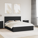 vidaXL Ágykeret fiókkal fejtámlával Fekete 160 x 200 cm Mérnöki Fa