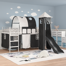 vidaXL Gyerekek Loft Ágykerete Fehér és Fekete 107 x 203 cm Fém