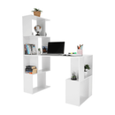 PC asztal könyvespolccal, fehér, FLOKI NEW