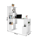 PC asztal könyvespolccal, fehér, FLOKI NEW