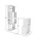 PC asztal könyvespolccal, fehér, FLOKI NEW