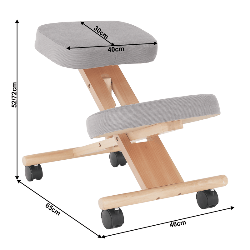 Ergonomikus térdelőszék, szürkésbarna Taupe/bükkfa, FLONET