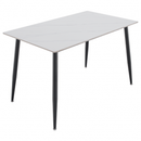 Étkezőasztal, fehér márvány/fekete, 121x71 cm, FLORENC TYP 1