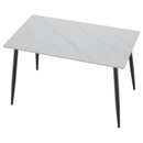 Étkezőasztal, fehér márvány/fekete, 121x71 cm, FLORENC TYP 1